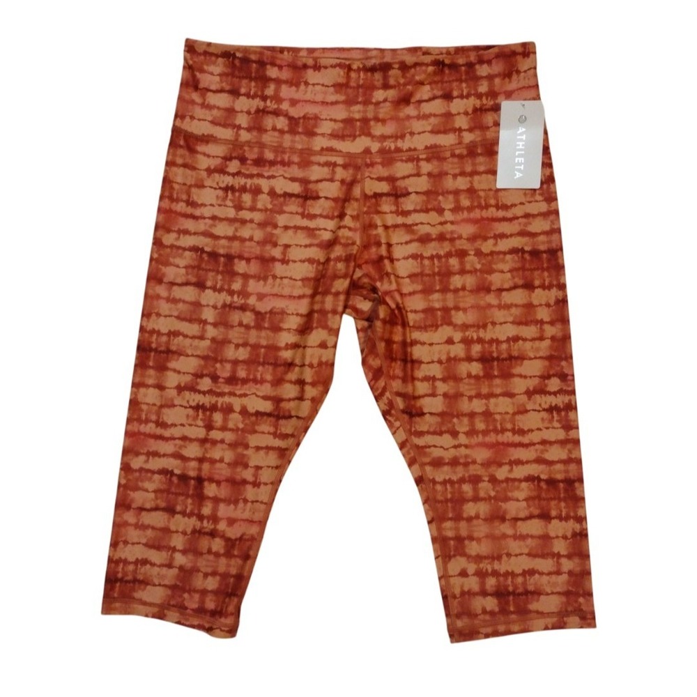 Athleta Elation Capri Leggins Woman's 3X Coral Tie Dye High Rise Tahiti Island